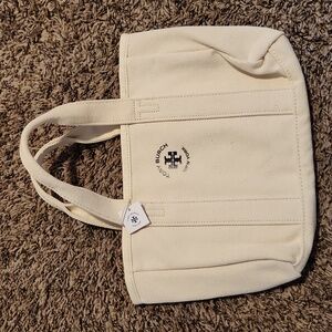 TORY BURCH Tote Hand Bag Purse Ivory Canvas NEW WITH TAGS